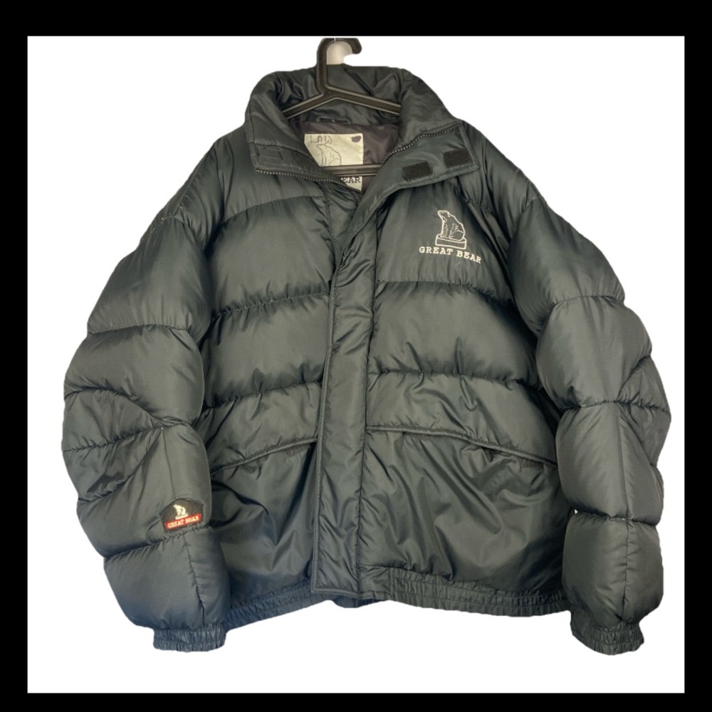 Vintage Great Bear Bubble Puffer Winter Coat Men’s XL Duck Down Jacket Black